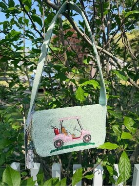 Viral NWT Handmade Beaded Pink Golf Cart Bag